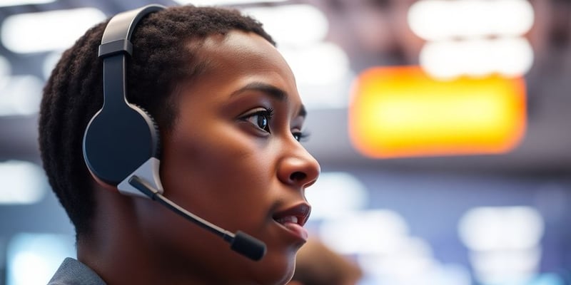 Person using headset for Arabic text speech communication.