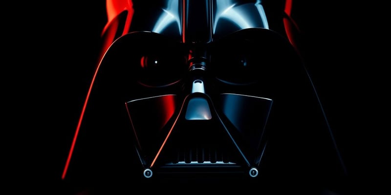 Darth Vader's helmet against a dark background.