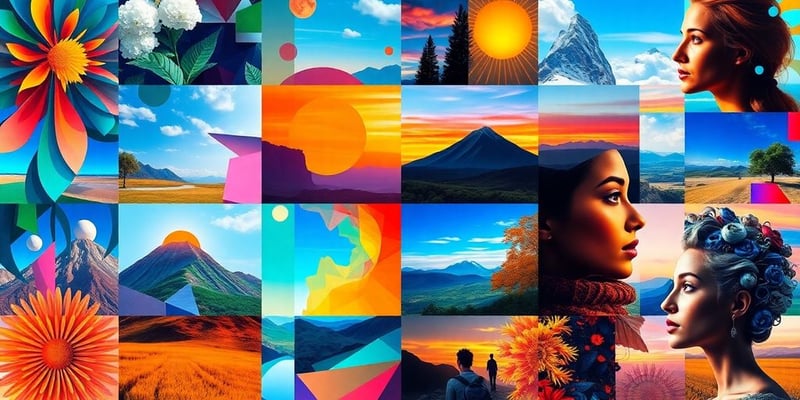 Vibrant collage of colorful AI-generated artistic images.