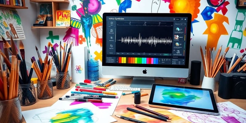 Creative workspace with tools for voice generation technology.