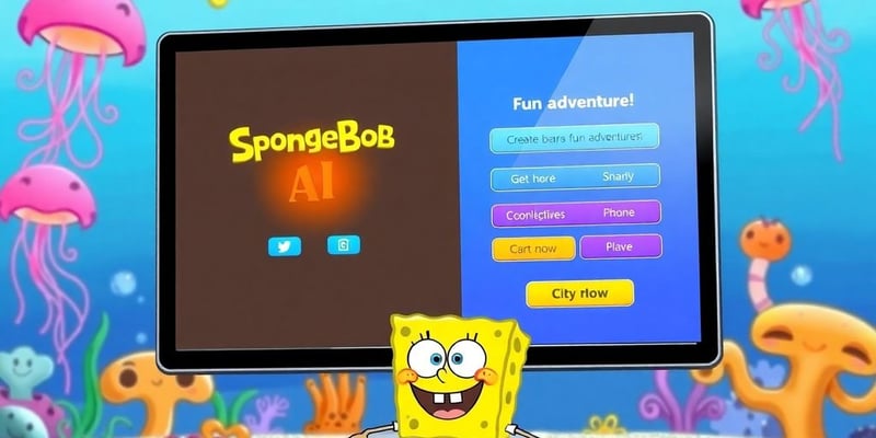 SpongeBob character with a voice generator interface background.