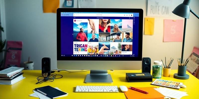 Colorful Instagram posts on a computer screen.